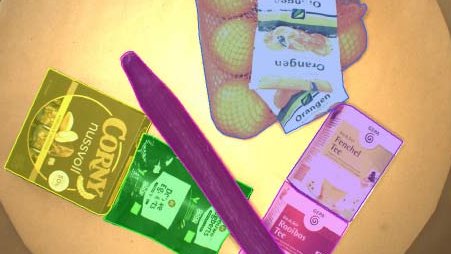 Example image for the MVTEC DENSELY SEGMENTED SUPERMARKET DATASET (MVTEC D2S)