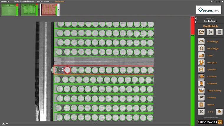 Representation of the vials stored in the trolley in the front end.