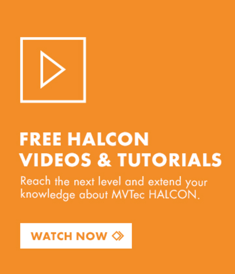 A big play button saying, that there is a link to free HALCON videos & tutorials